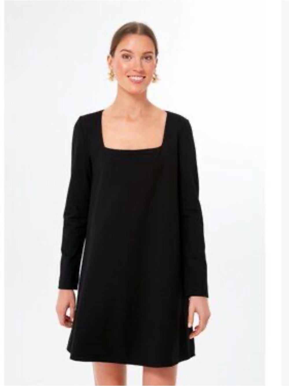 NWT! Tuckernuck Black Middleton Square-Neck Long Sleeve Dress Size Small